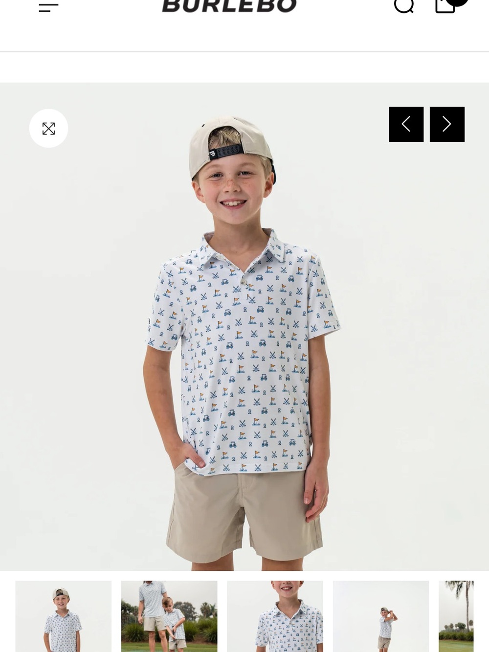 BURLEBO White Polo with Blue Print for Kids